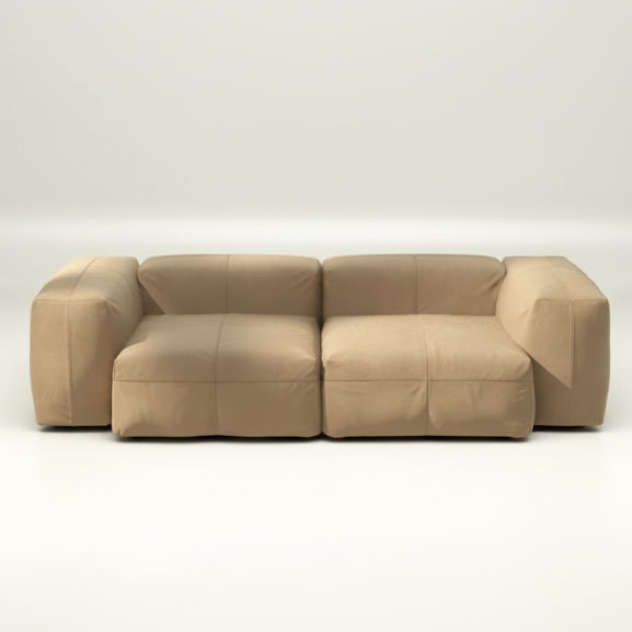 Modulares vetsak Sofa M mit Leder Beige – hell, elegant und ideal für luftige Raumgestaltung