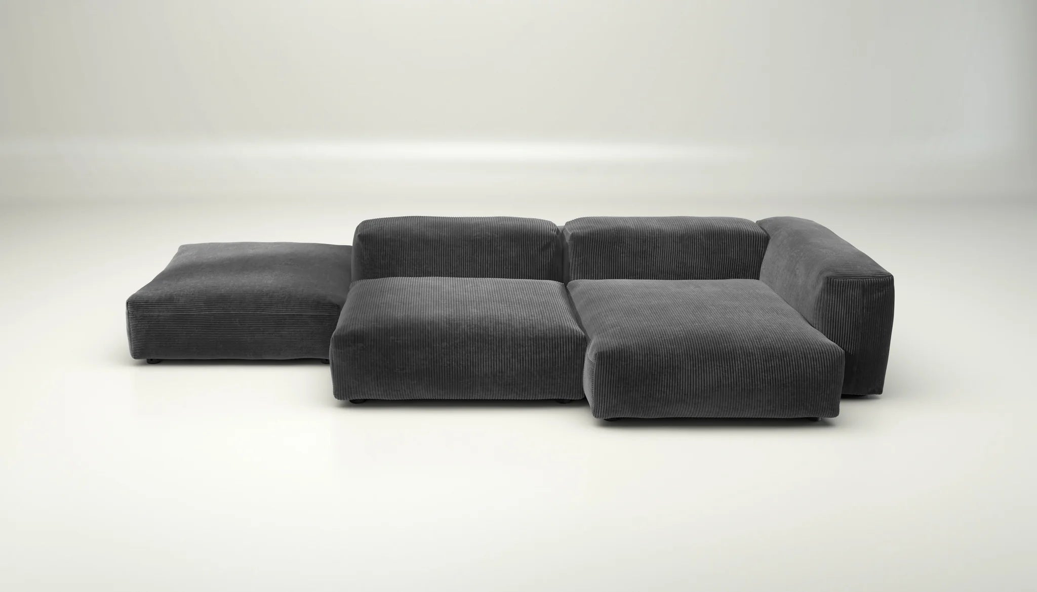 Cord Velour Dark Grey Sofa Set 09 von Vetsak – cleanes Design ohne Kissen