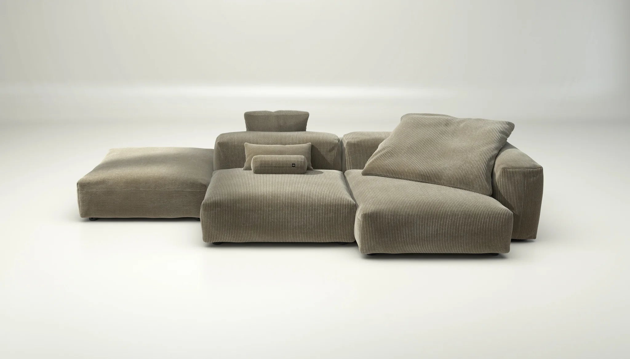 Cord Velour Khaki Sofa Set 09 mit Kissen – gemütliches Lounge-Design von Vetsak