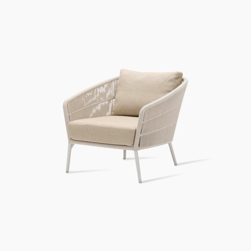 Vincent Sheppard AKARI Garden Armchair in Dune White with Cushions in Santal 