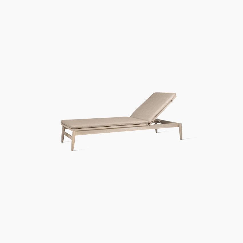 Vincent Sheppard DAVID Sun Lounger in Aged Teak with Savane Coconut Cushions