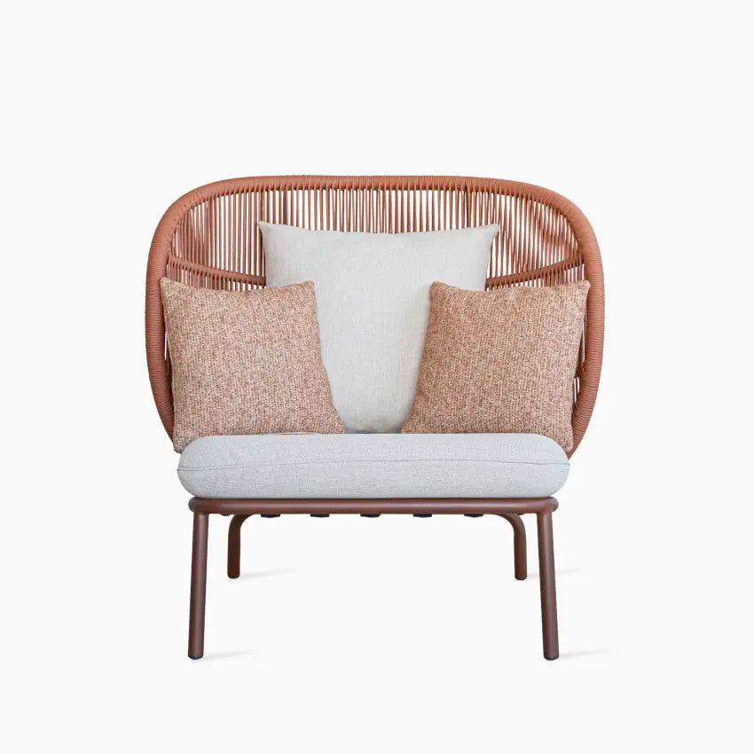 Vincent Sheppard KODO COCOON Garden Armchair in Rust with Seat and Decorative Pillows