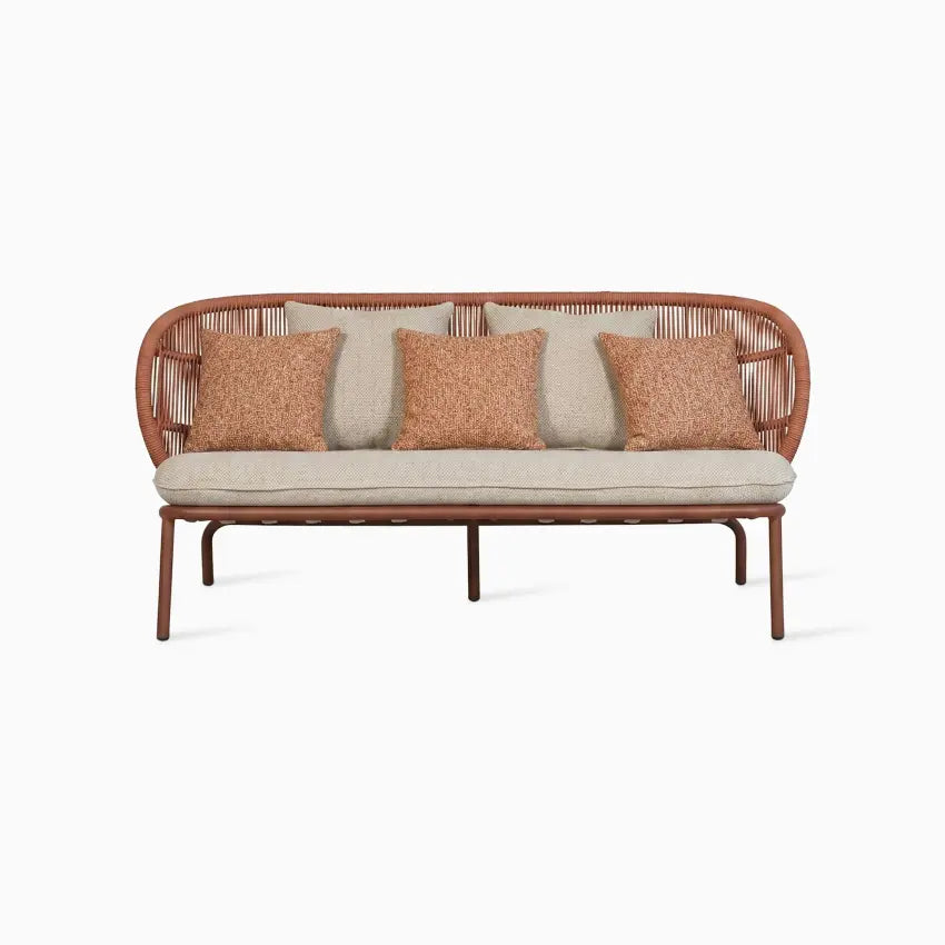 Vincent Sheppard KODO Garden Sofa in Rust Cinnamon with Burnt Orange and Almond Cushions