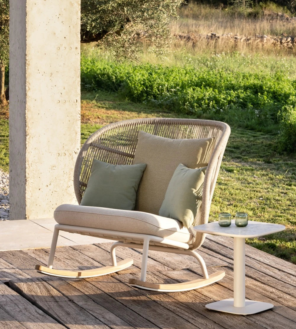 Vincent Sheppard KODO Rocking Chair with Cushion in the Outdoor Area