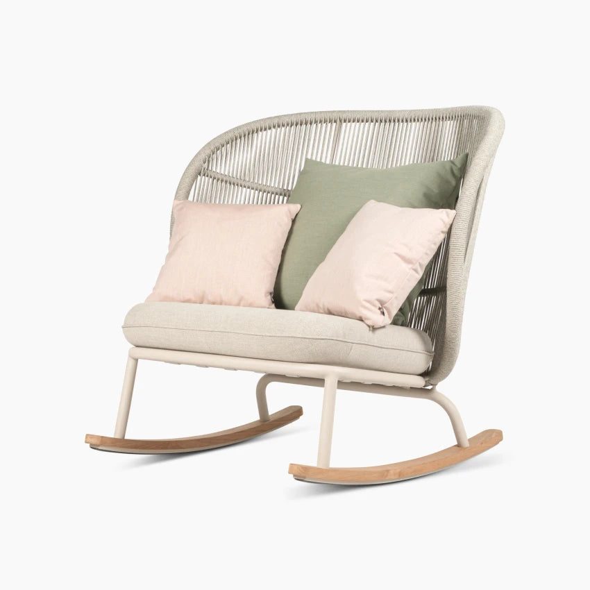 Vincent Sheppard KODO Rocking Chair in Dune White with polypropylene rope and aluminum frame