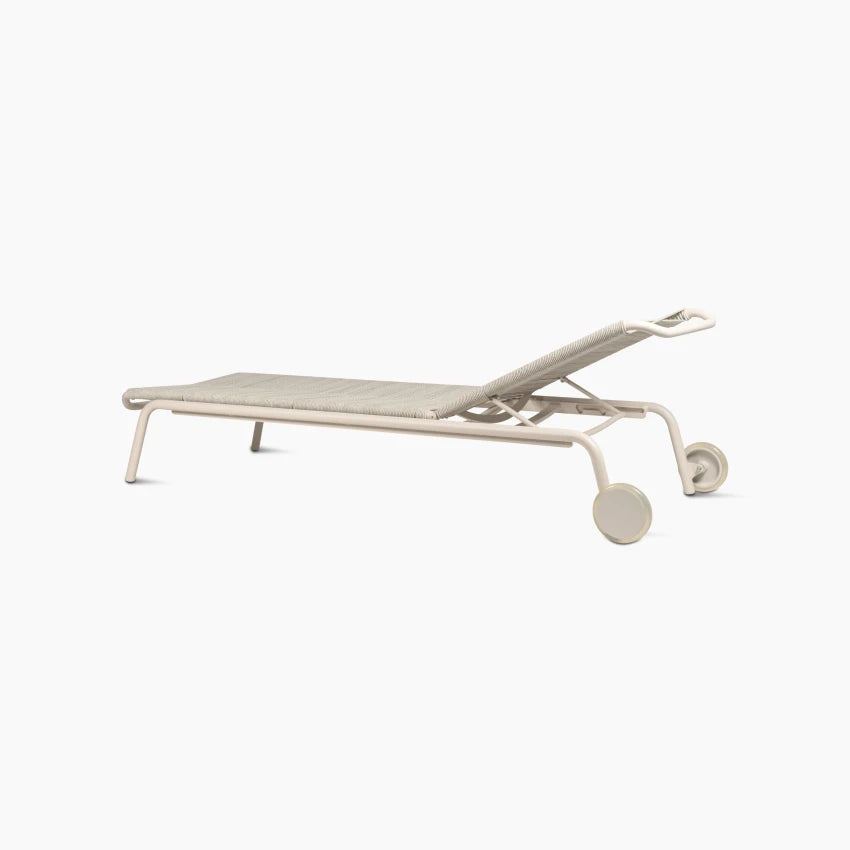 Bain de soleil KODO de Vincent Sheppard : détail avec tressage et structure en aluminium thermolaqué