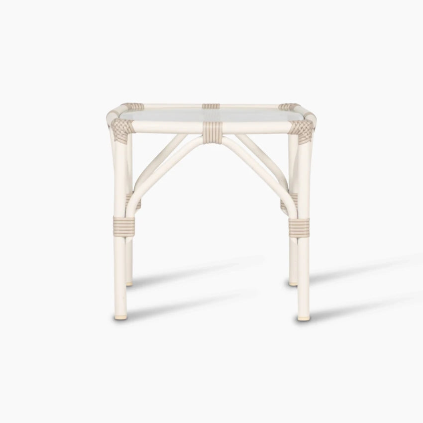 Table d'appoint LUCY de Vincent Sheppard, couleur blanc cassé, avec plateau en verre