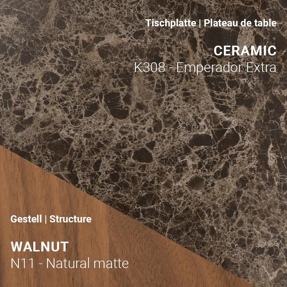 Ausziehtisch TERRA T0601 - Keramik & Nussbaum _ Mobitec _SKU T0601-K308/N11_90x160/260