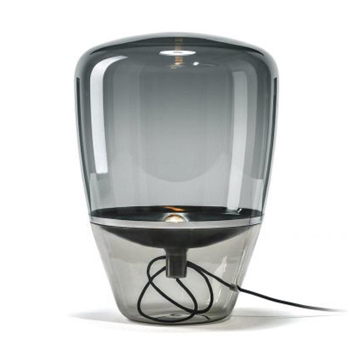 Tischlampe BALLOONS PC858 in Rauchgrau mit Reflektor in Chrom Schwarz – edles Design mit kontrastreichem Finish für moderne Wohnräume