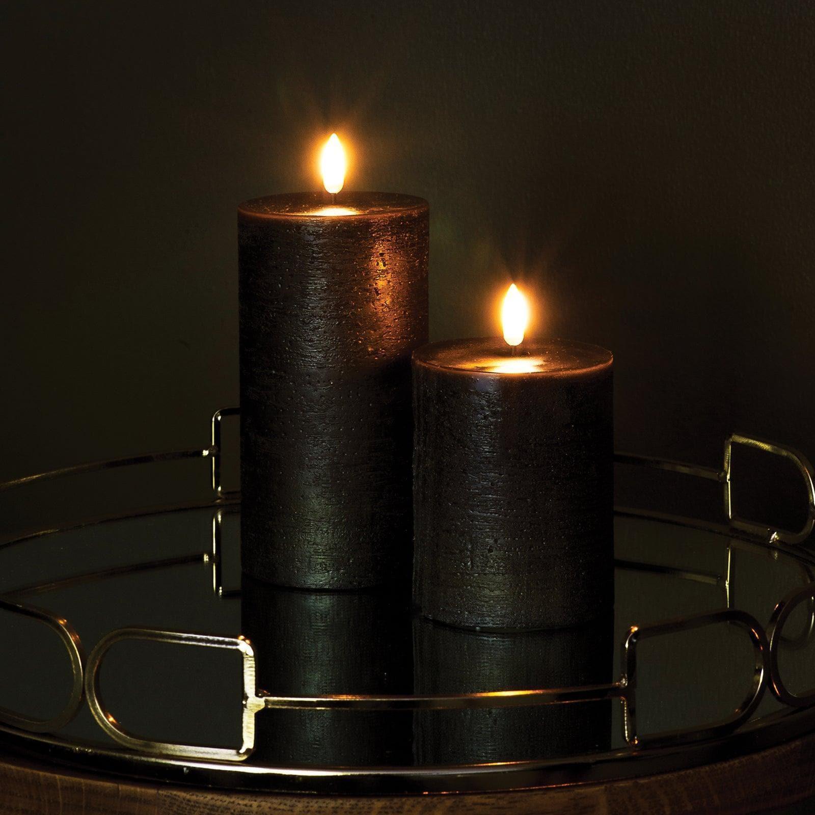 Kerze PILLAR RUSTIC LED Uyuni - Forest Black Ø7.8 x 15cm | Piffany | Homestorys