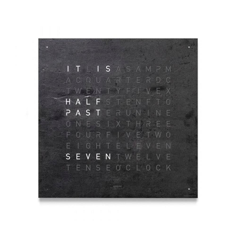 QLOCKTWO EARTH 45 Creator’s Edition Metamorphite – iconic front view featuring authentic metamorphic stone texture for premium interior aesthetics