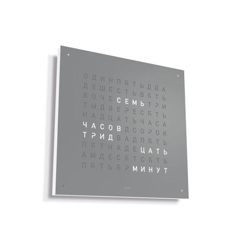 QLOCKTWO EARTH 45 Grey Pepper – боковой вид с белым корпусом и серой передней панелью